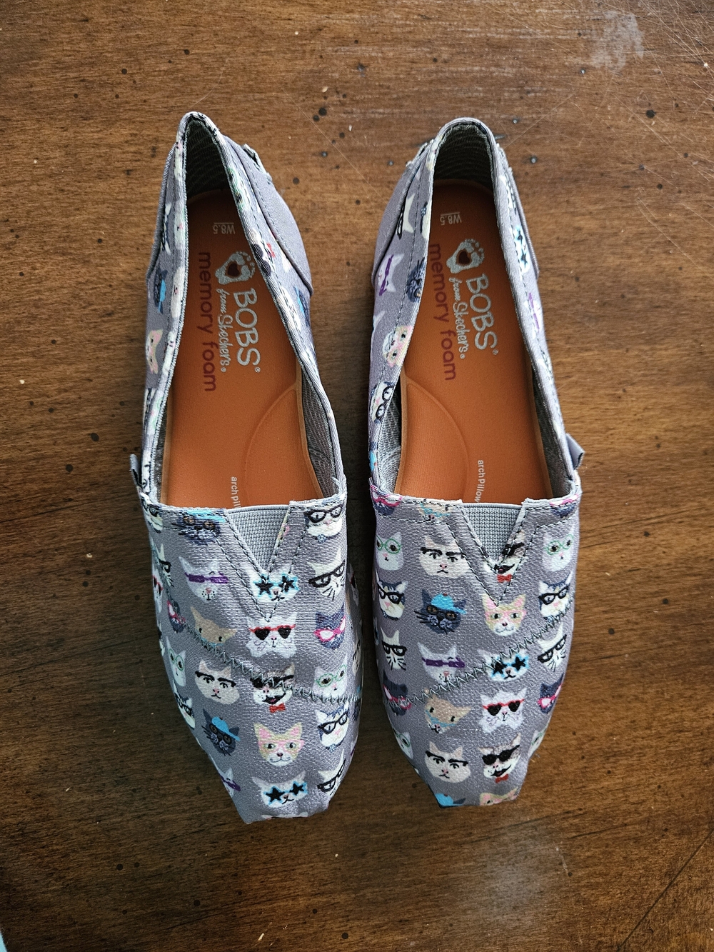 BOBS from Skechers Gray Cat Print Slip-On Flats